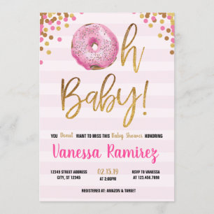 Oh bebé Chica Donut bebé Invitación de rociador de