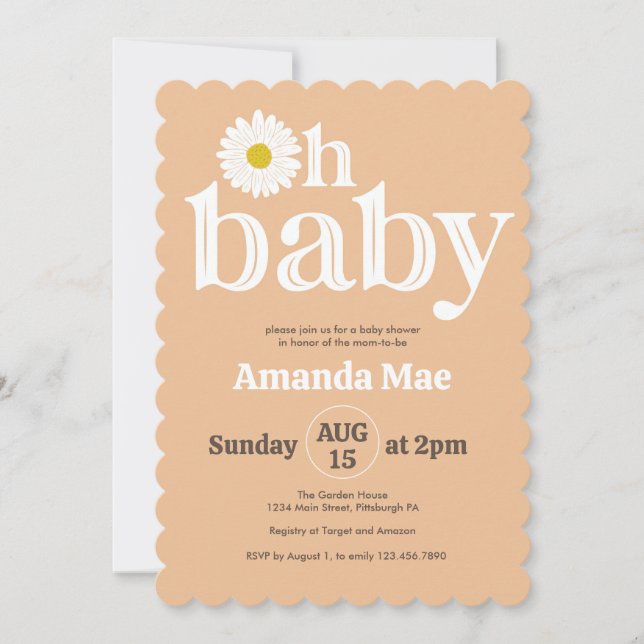 Oh Bebé, Daisy Baby Shower Invitación (Anverso)