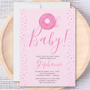 Oh Bebé Donut Invitación a Baby Shower Chica Rosa