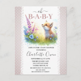 Oh Bebé Dulce Foxy Baby Shower Invitación postal