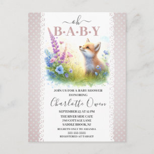 Oh Bebé Dulce Foxy Baby Shower Invitación postal