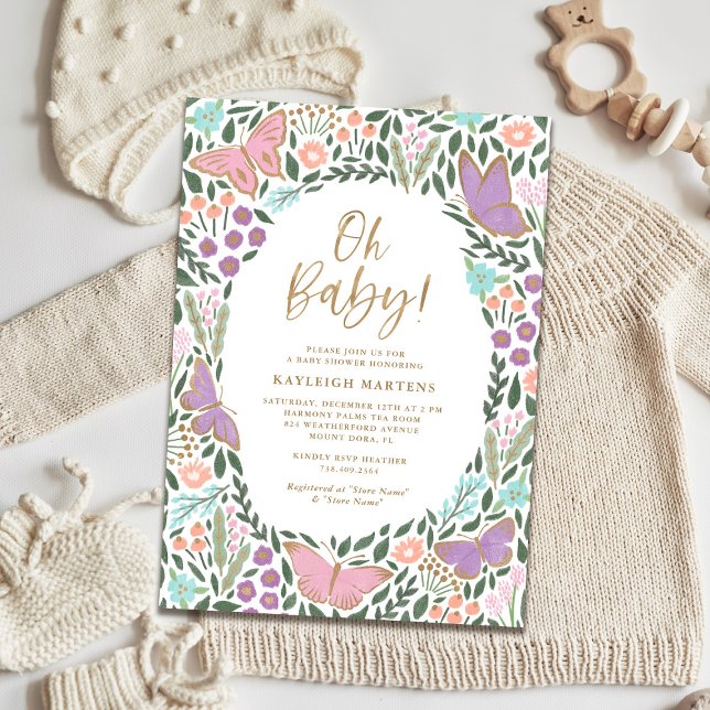 Oh Bebé Elegante Mariposa Jardín Invitación Baby S (Subido por el creador)