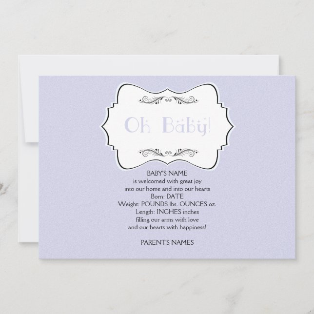 Oh bebé en la Invitación azul del bebé (Anverso)