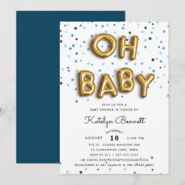 Oh bebé | Invitación a Baby Shower Navy & Gold