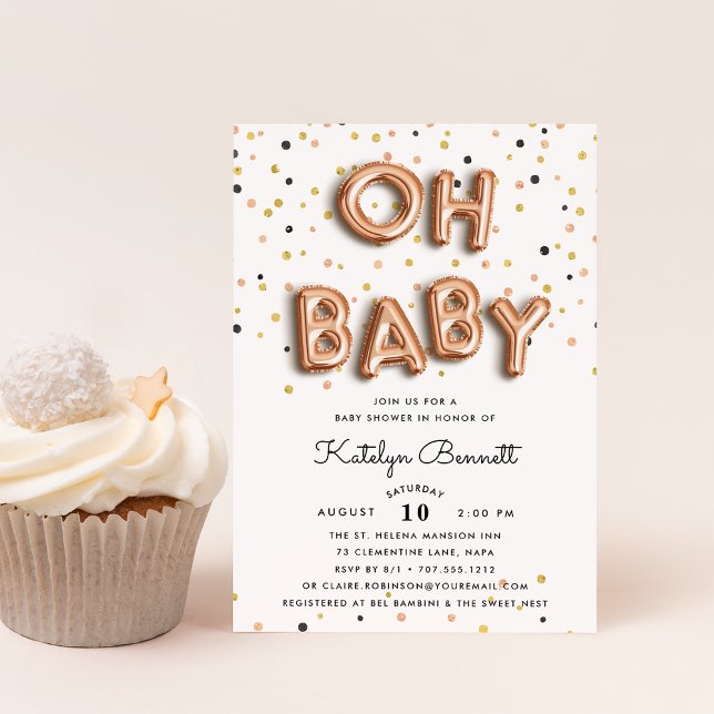 Oh, bebé | Invitación a Baby Shower Rosa Gold (Subido por el creador)