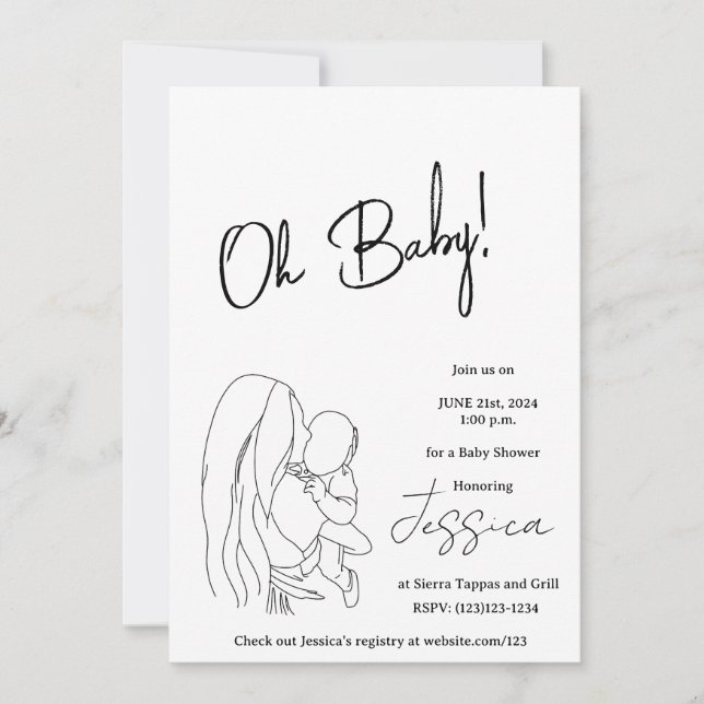 "¡Oh bebé!" Invitación a la ducha de bebé 2024 (Anverso)