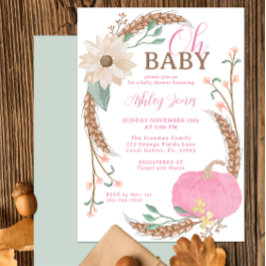 Oh Bebé Invitación a la ducha de calabaza rosa