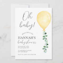 Oh Bebé, Invitación Baby Shower, Globo Amarillo