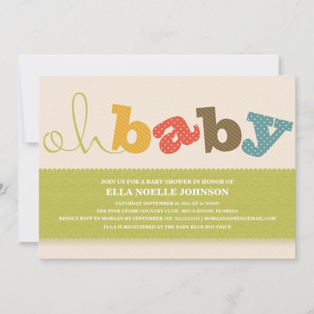 ¡OH BEBÉ! | INVITACIÓN COLORIDA DE BABY SHOWER (Anverso)