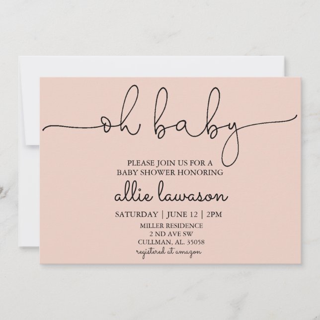 Oh, bebé | Invitación de Baby Shower (Anverso)