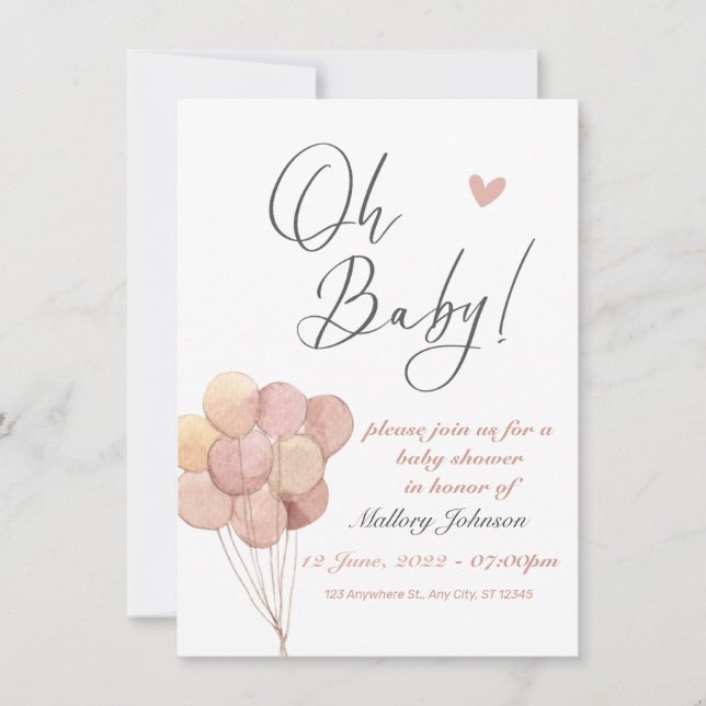Oh Bebé, Invitación de Baby Shower (Anverso)