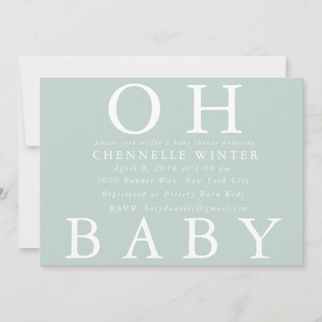Oh bebé| Invitación de Baby Shower (Anverso)