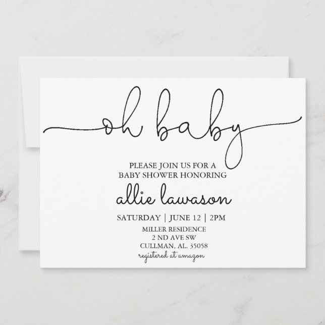 Oh, bebé | Invitación de Baby Shower (Anverso)