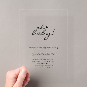¡Oh bebé! Invitación de baby shower con letra mini