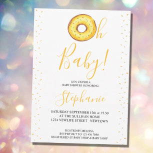 Oh bebé Invitación de Baby Shower de donut amarill