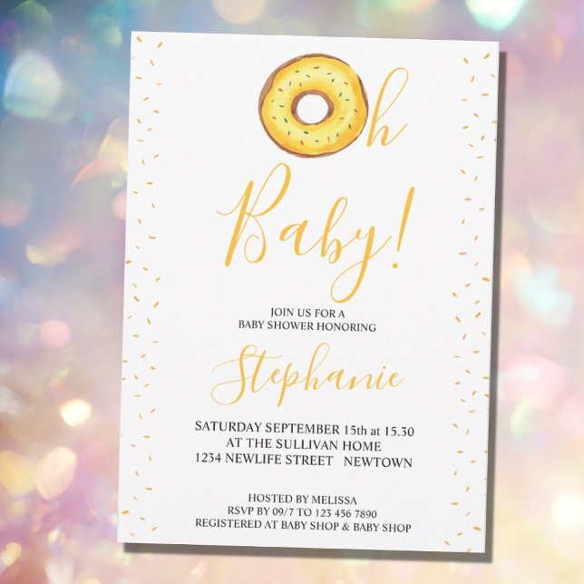 Oh bebé Invitación de Baby Shower de donut amarill (Subido por el creador)