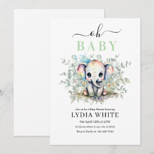 Oh bebé Invitación de Baby Shower de Elefante, Niñ