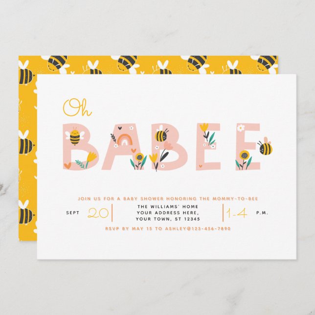 Oh bebé invitación de Baby Shower para bebes amari (Anverso / Reverso)