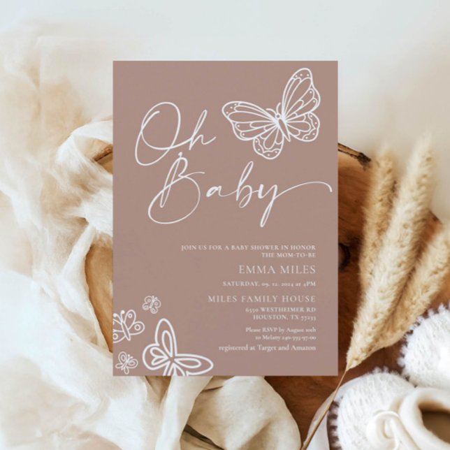 Oh bebé invitación Minimalista a Baby Shower (Subido por el creador)