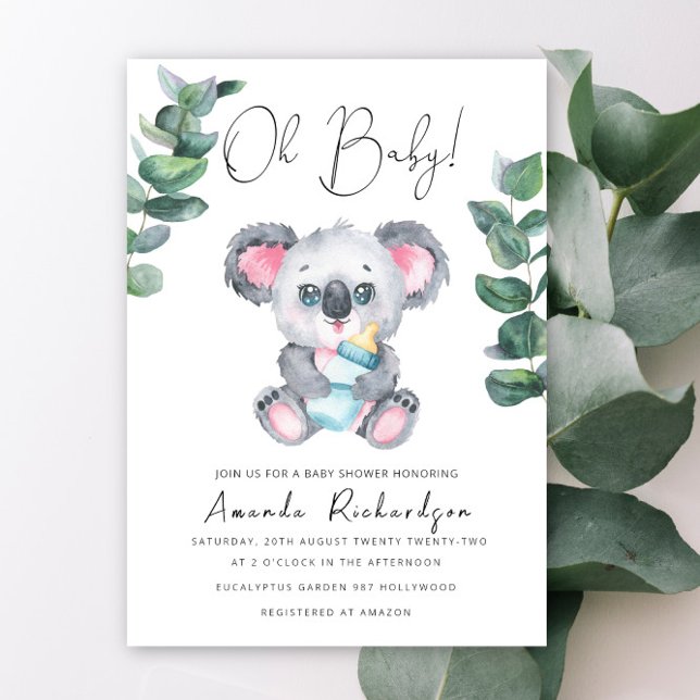 ¡Oh bebé! Invitación para baby shower de koala (Subido por el creador)