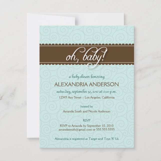 ¡Oh, bebé! Invitación rápida a Baby Shower (azul) (Anverso)