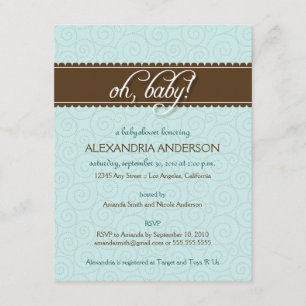¡Oh, bebé! Invitación rápida a Baby Shower (azul)