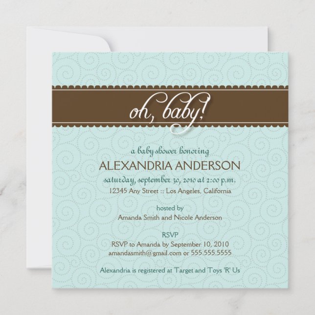 ¡Oh, bebé! Invitación rápida a Baby Shower (azul) (Anverso)