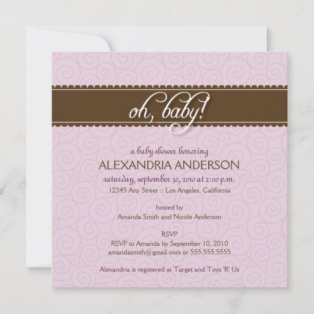 ¡Oh, bebé! Invitación rápida de Baby Shower (lilac (Anverso)
