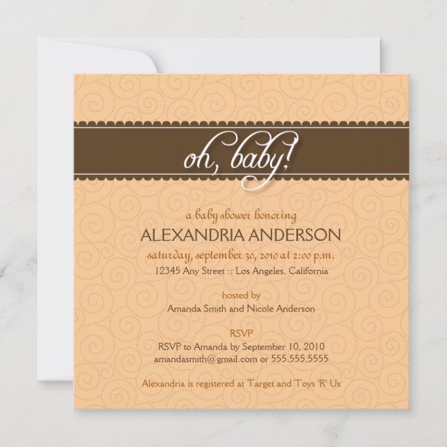 ¡Oh, bebé! Invitación rápida de Baby Shower (meloc (Anverso)