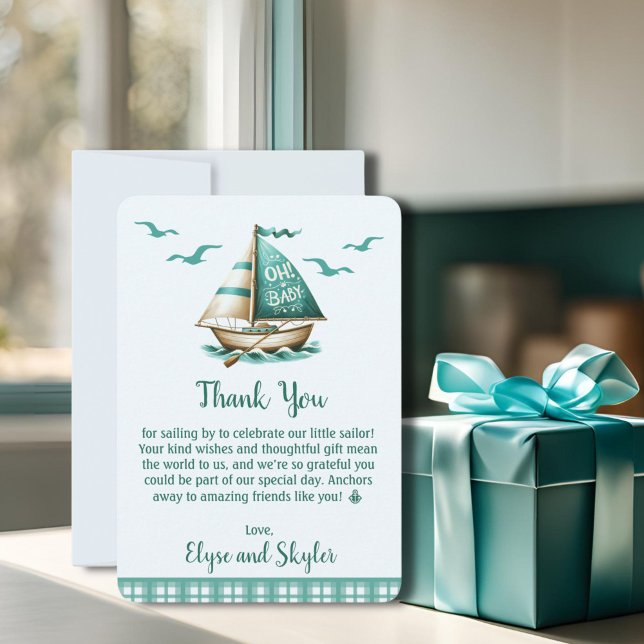 "Oh, bebé" Mensaje de agradecimiento de Baby Showe (Sailor "Oh, Baby" Thank You Card for Baby Shower)