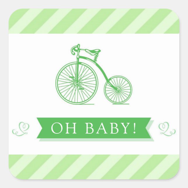 Oh Bebé Neutral Baby Shower Green Pegatinas (Anverso)