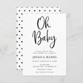 Oh bebé Relieve metalizado negro Invitación a Baby