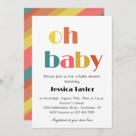 Oh bebé Retro Invitación a Baby Shower con arco ir