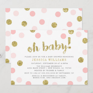 Oh bebé Rubor Pink and Gold Invitación a Baby Show