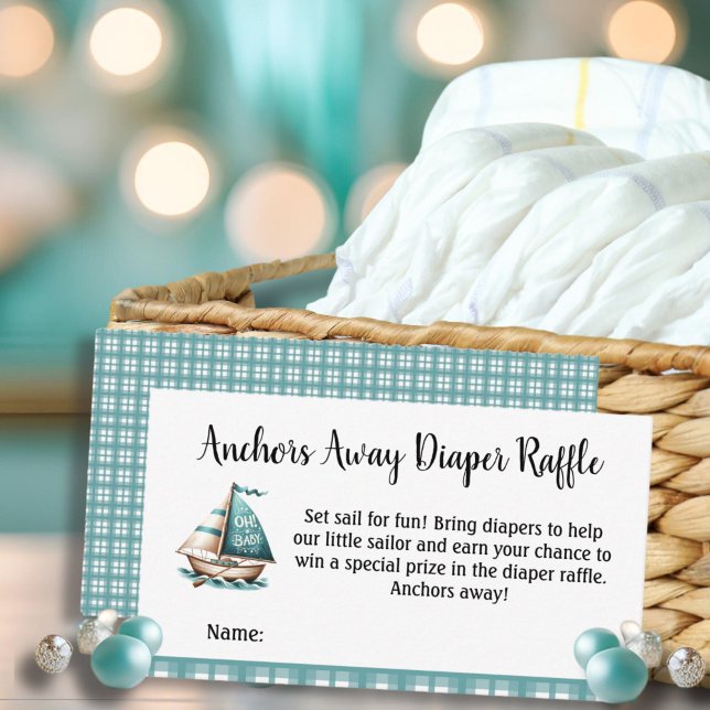"Oh, bebé" Tarjeta de cierre de pañales náuticos (Oh, Baby Nautical Baby Diaper Raffle)