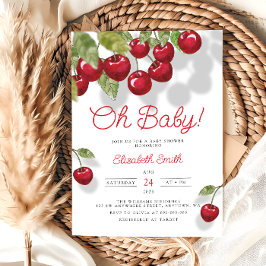 Oh bebé Watercolor Cherry Invitación a Baby Shower