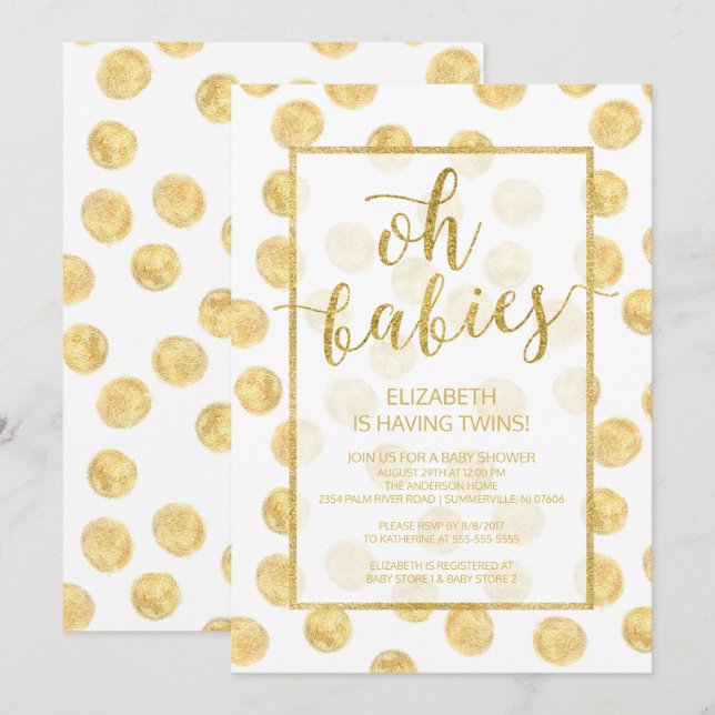 ¡Oh bebés! Invitación Baby Shower de los gemelos c (Anverso / Reverso)