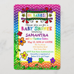 ¡Oh, bebés! Invitación de Baby Shower de gemelos a