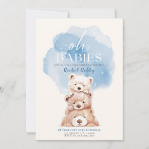 Oh bebés llevan triplete azul de la invitación Bab