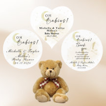 ¡Oh bebés! Pegatina Baby Shower Neutral Twin Stork
