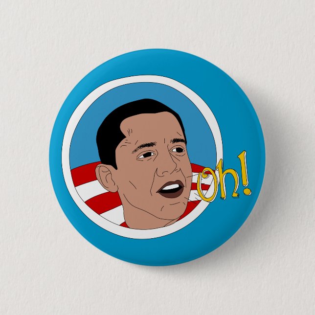 ¡Oh! Botón del arte del Doodle de Obama (Anverso)