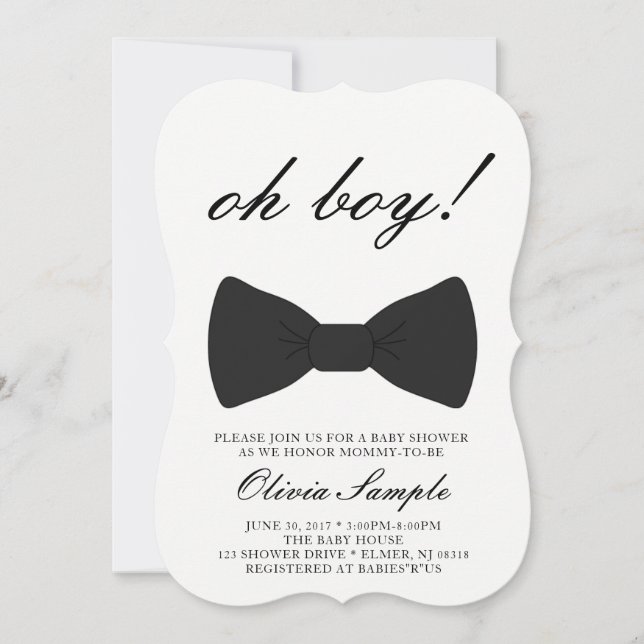 Oh Boy Baby Bowtie Invitación a la ducha (Anverso)