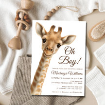 Oh Boy Baby Giraffe Invitación en Baby Shower
