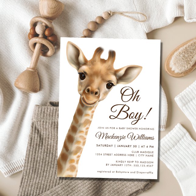 Oh Boy Baby Giraffe Invitación en Baby Shower (Subido por el creador)
