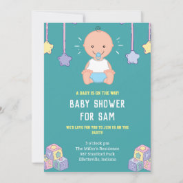 Oh Boy Baby juguetes ducha azul bebé Invitación