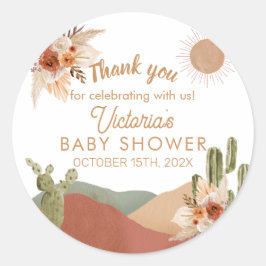 Oh Boy Baby Shower Round Pegatina | Boho Southwest