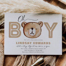 Oh Boy Bear Invitación Baby Shower