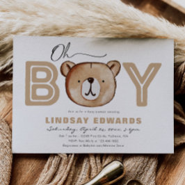 Oh Boy Bear Invitación Baby Shower