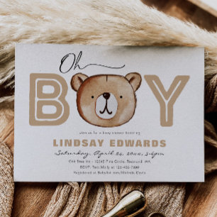 Oh Boy Bear Invitación Baby Shower