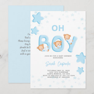 Oh Boy Bear Invitación De Baby Shower Boy